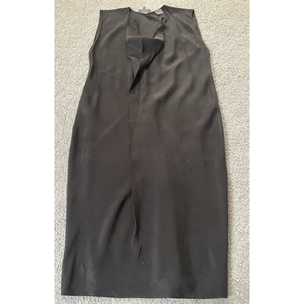 Daryl K Drapey Cowl Neck Sheath Dress Sz 6 Black Tencel Pleated Classic Elegant - Picture 5 of 14
